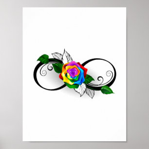 Poster Symbole d'infini avec Rose arc-en-ciel