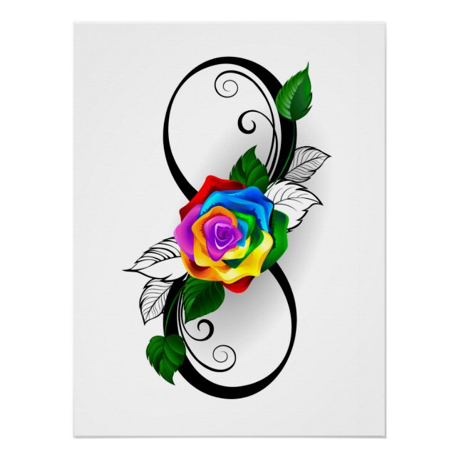 Poster Symbole d'infini avec Rose arc-en-ciel (Devant)