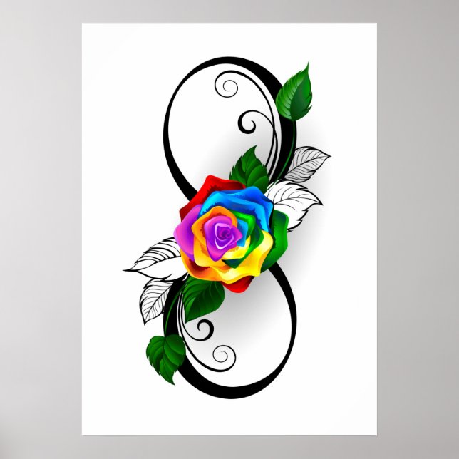Poster Symbole d'infini avec Rose arc-en-ciel (Devant)