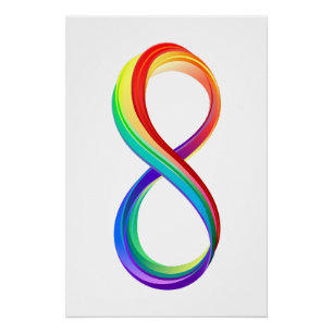 Poster Symbole d'infinité arc-en-ciel stratifié