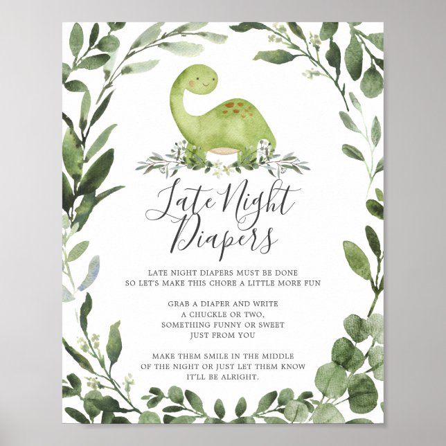 Poster Symbole Dinosaur Baby shower Late Night Diapés (Devant)