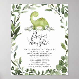 Poster Symbole Dinosaure Baby shower Pensées de couches