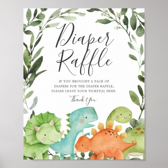 Poster Symbole Dinosaures Baby shower Dinosaures (Devant)
