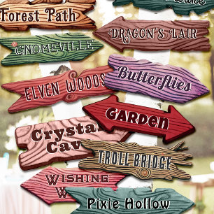 Poster Symbole directionnel de forêt enchantée do-it-your