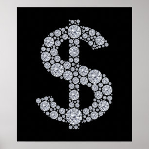 Poster Symbole dollar Bling de diamant