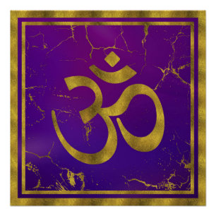 Poster Symbole d'OM d'or - Aum, Omkara sur le