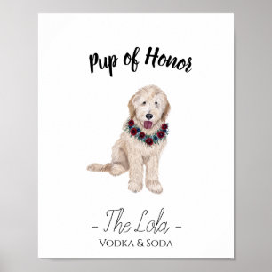 Poster Symbole Doodle d'or avec Lei Mariage Boire