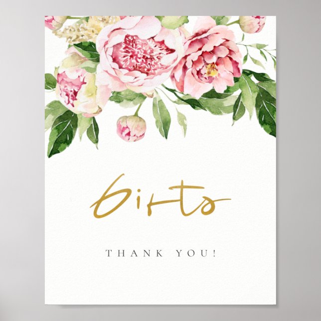 Poster Symbole doux flush Peony Aquarelle Cadeaux (Devant)