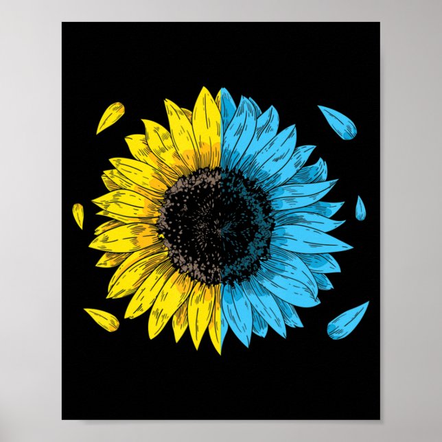 Poster Symbole drapeau ukrainien Tryzub Aimer Soutenir l' (Devant)