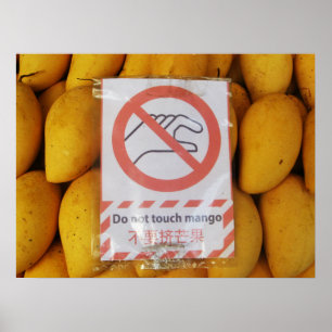 Poster Symbole drôle 'Ne touche pas la mangue'
