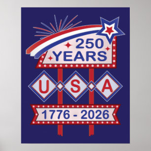 Poster Symbole du 250e anniversaire de la Retro USA 1776-