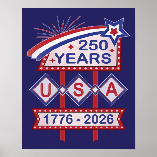 Poster Symbole du 250e anniversaire de la Retro USA 1776- (Devant)