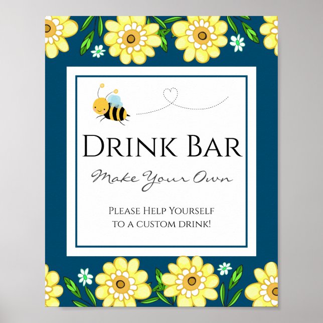 Poster Symbole du Baby shower Bee Custom Drink Bar Party (Devant)