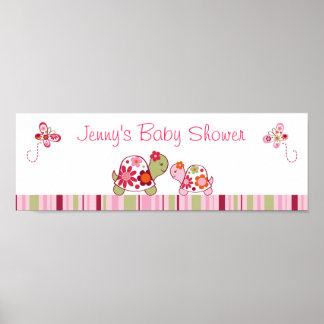 Poster Symbole du Baby shower branché de tortue tropicale