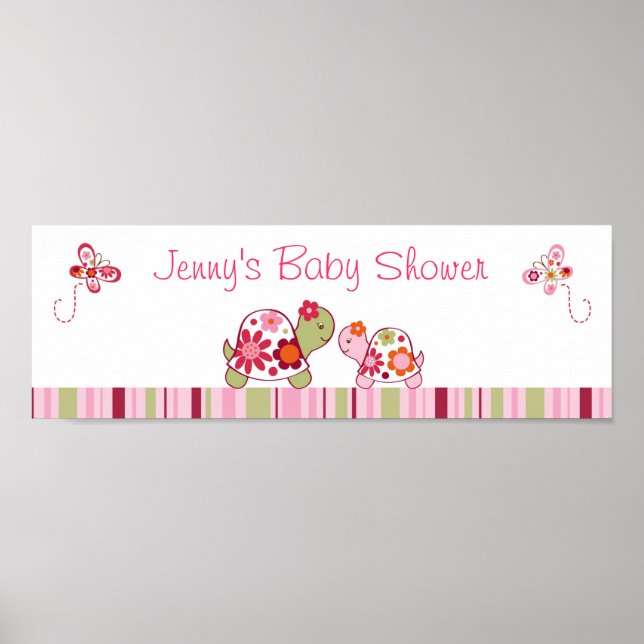 Poster Symbole du Baby shower branché de tortue tropicale (Devant)