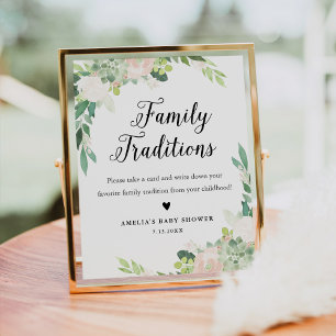 Poster Symbole du Baby shower des traditions de la famill