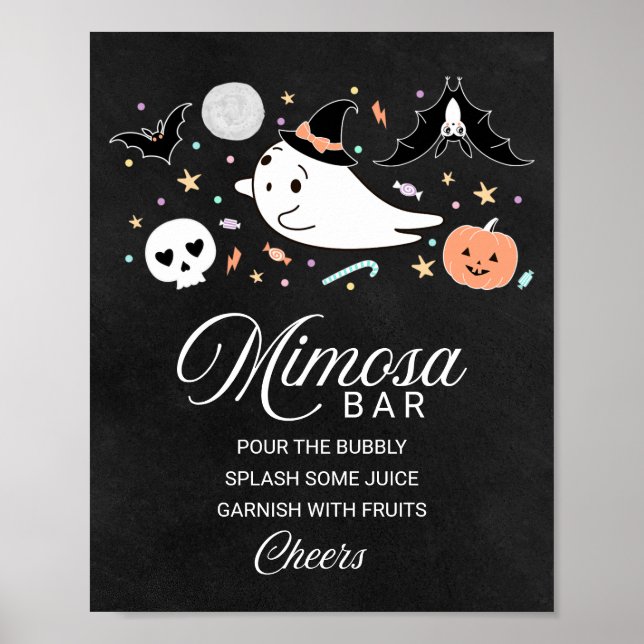 Poster Symbole du Baby shower Halloween Ghost Mimosa Bar (Devant)