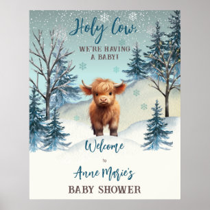 Poster Symbole du Baby shower hivernal de la Vache Sainte