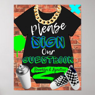 Poster Symbole du Baby shower urbain Hip hop