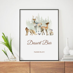 Poster Symbole du bar-dessert Animaux Woodland