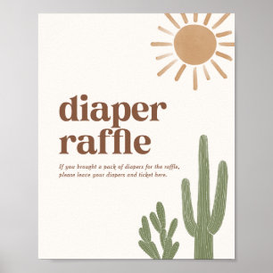 Poster Symbole du chevalet de Baby shower Boho Cactus