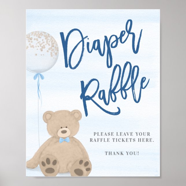 Poster Symbole du chevalier bleu ours en peluche (Devant)