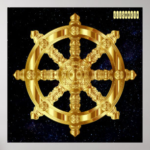 Poster Symbole du dharma d'or Bouddhisme et hindouisme