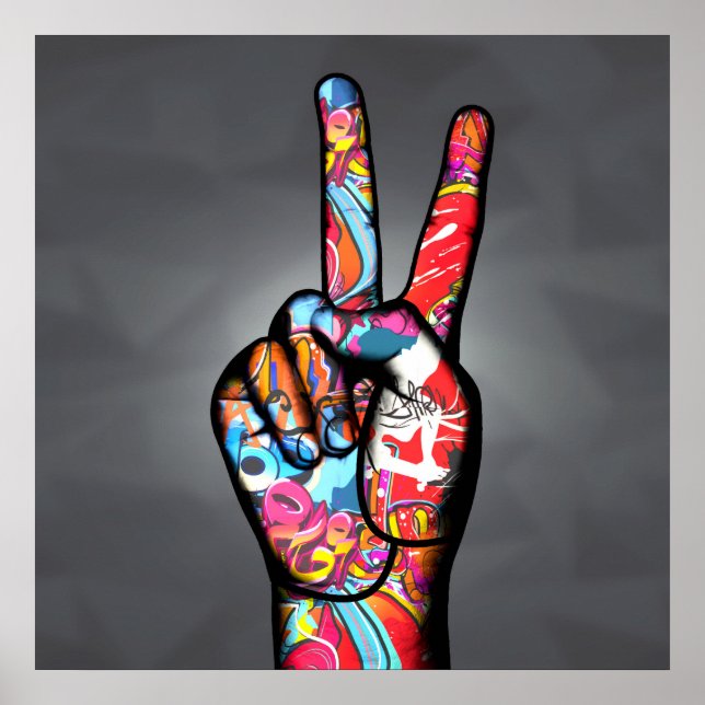 Poster Symbole du doigt de paix (Devant)