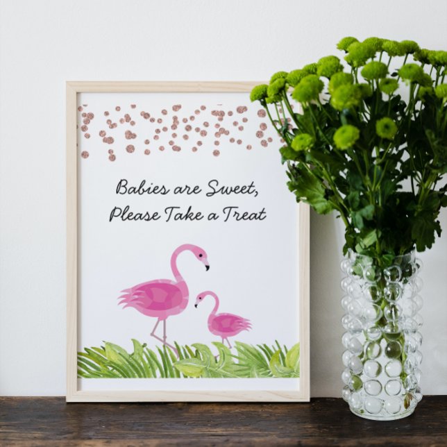 Poster Symbole du Flamant rose Baby shower Traitements (Créateur téléchargé)