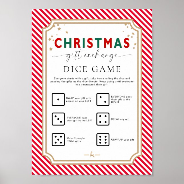 Poster Symbole du jeu d'échange de dés de Noël Rouge Fest (Devant)