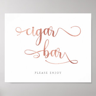Poster Symbole du Mariage de calligraphie rose "Cigar Bar