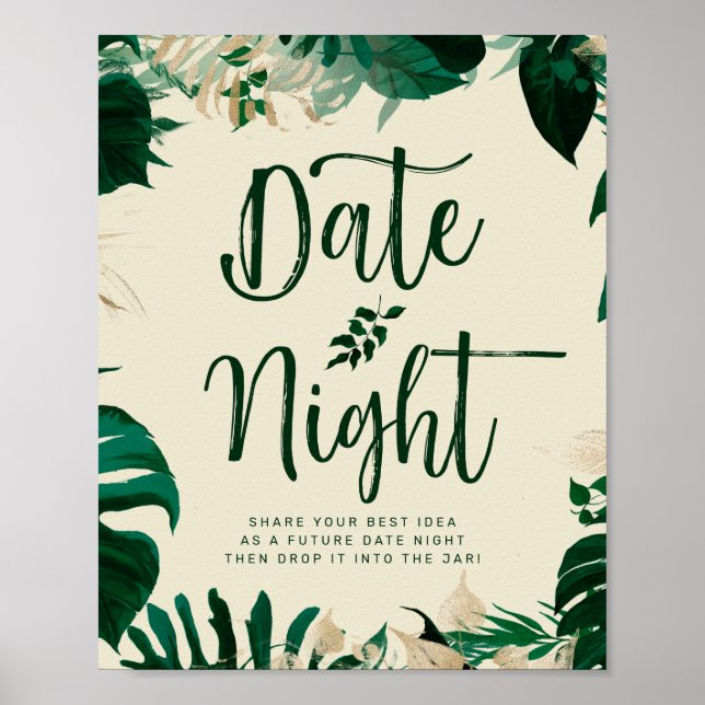 Poster Symbole du Mariage de nuit Feuille et feuillage tr (Devant)