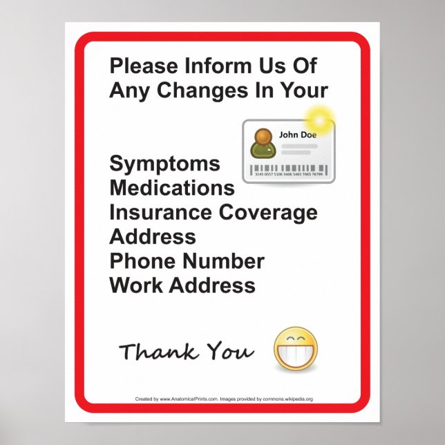 Poster Symbole du mur d'information du patient du médecin (Devant)