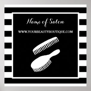 Poster Symbole du salon de coiffure tendance noir blanc r