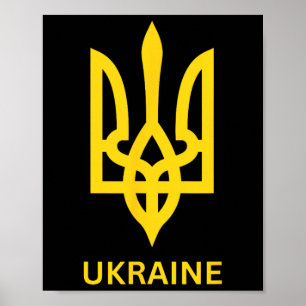 Poster Symbole du trident de l'armée ukrainienne au milie