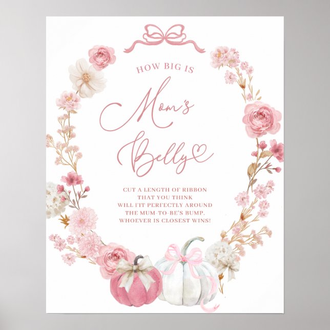 Poster Symbole du ventre de maman blanc et rose (Devant)