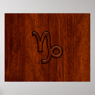 Poster Symbole du Zodiac Capricorn en Mahogany Style prin