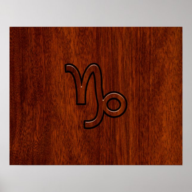 Poster Symbole du Zodiac Capricorn en Mahogany Style prin (Devant)