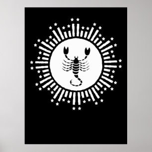 Poster Symbole du zodiaque Scorpion avec éruption stellai