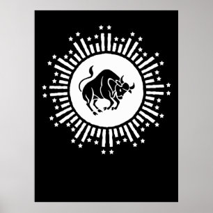 Poster Symbole du zodiaque Taureau avec explosion stellai