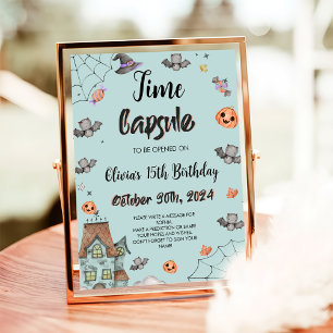 Poster SYMBOLE éffrayant Halloween Anniversaire Heure Cap