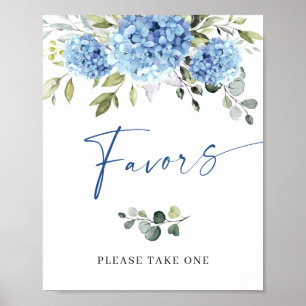 Poster Symbole Elégant bleu Hydrangea Eucalyptus Faveurs