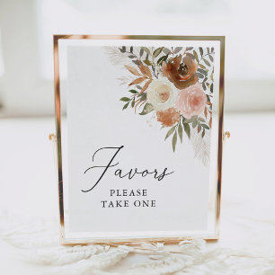 Poster Symbole élégant Boho Terracotta Floral Faveurs