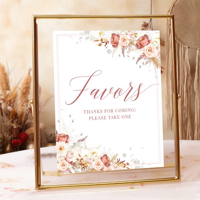 Poster SYMBOLE Élégant Dusty Rose Floral Faveurs nuptiale (Créateur téléchargé)