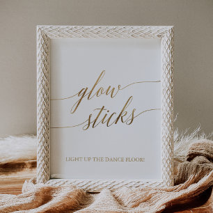 Poster Symbole Élégant Gold Calligraphy Glow Sticks