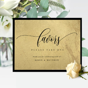 Poster Symbole élégant Noir et Or Faveurs de mariage