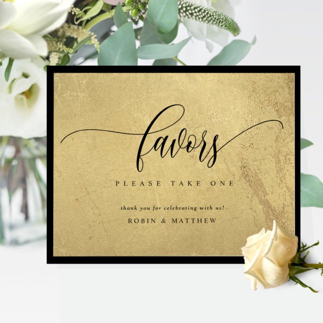 Poster Symbole élégant Noir et Or Faveurs de mariage (Créateur téléchargé)