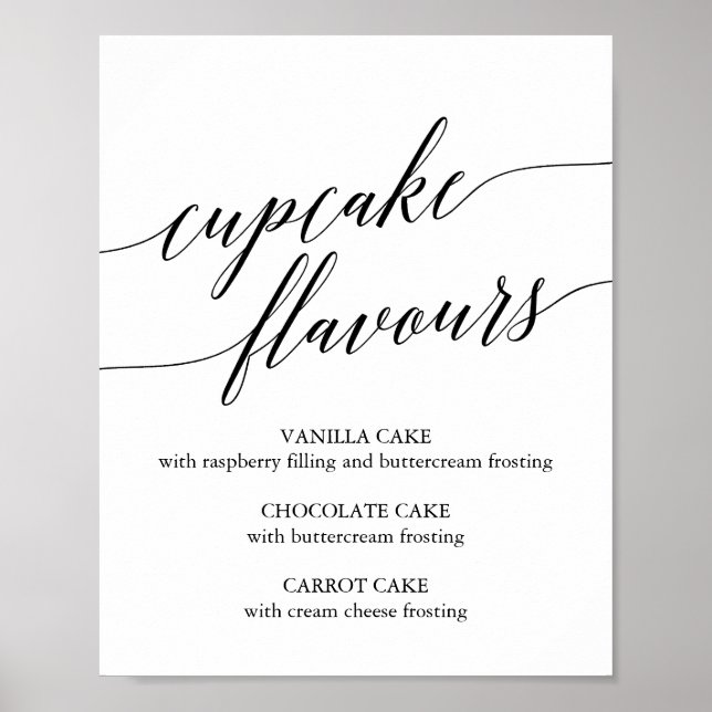 Poster SYMBOLE Élégante Calligraphie Noire Cupcake Flavor (Devant)