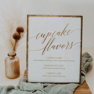Poster SYMBOLE Élégante Calligraphie Or Cupcake Flavors