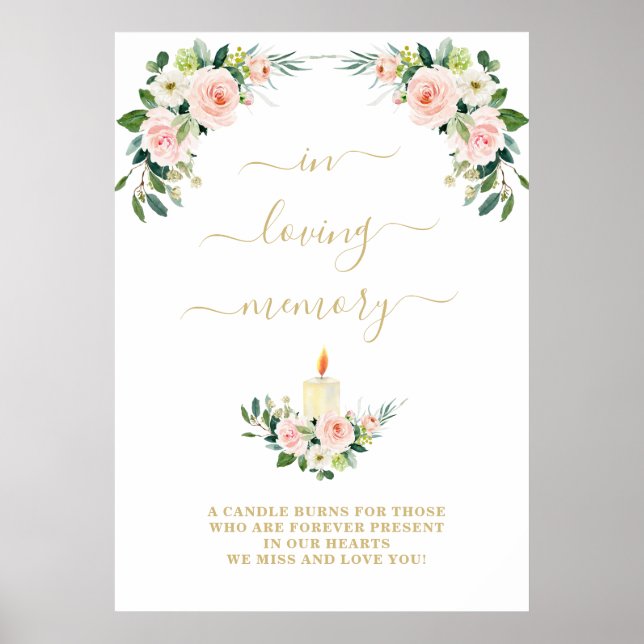 Poster Symbole en mémoire d'amour rose floral (Devant)